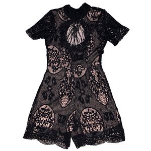 Black Lace Open Back Formal Romper Size S